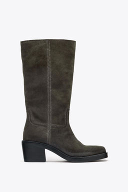 SPLIT SUEDE CONTRAST STITCH BOOTS - Zara фото 2