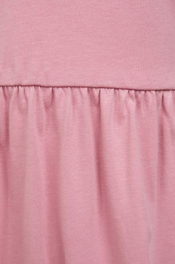 K_z _ocuk Pembe Bisiklet Yaka Elbise