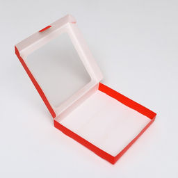 Коробка самосборная с окном красная, 21×21×3 см