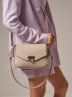 Сумка кожаная через плечо Azaro 3684 бежевый жемчуг