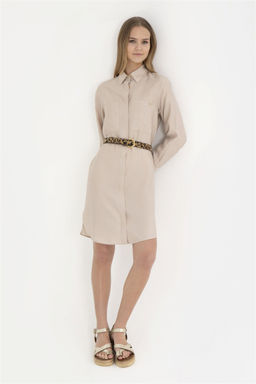 Женское тканое платье песочного цвета - U.s. polo assn фото 3