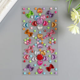 Наклейка пластик стразы Розочки и бантики МИКС 25х10 см - Арт узор фото 2