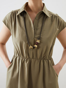 G?mlek Yaka Poplin Elbise