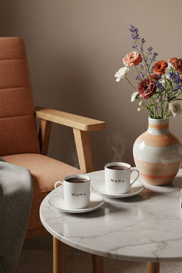 Trendyolmilla Home 2li Porselen Fiyonk/Kurdele Bask?l? Kahve Fincan? TPHSS25KFC00005