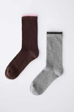PACK OF TWO DOUBLE-EFFECT LONG SOCKS - Zara фото 4