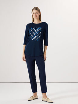 Bisiklet Yaka Pul ??lemeli Kad?n Bluz