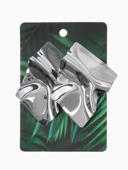 Серьги металл «Атмосфера» ромб мятый, цвет серебро