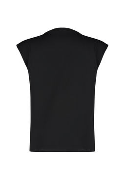 Siyah Kay?k Yaka S?f?r Kol Buzgulu Orme T-Shirt TWOSS24TS00051