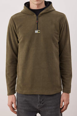 Haki Slim/Dar Kesim Polar Fermuarl? Kapusonlu Sweatshirt TMNAW26SW00064 - Trendyolmilla фото 3