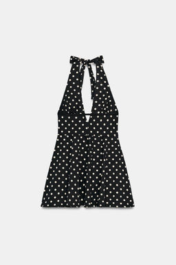 VESTIDO HALTER FALDA CAPA / Negro / Blanco - Zara фото 5