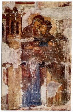 Открытка Грузинская ССР  Храм Атени. Южная абсида. Фреска Встреча Марии с Елизаветой.