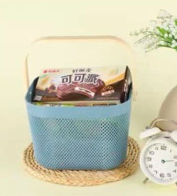 Корзина для хранения с деревянной ручкой "ФАРГО", цвет голубой, 24*23,5*18см