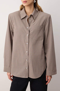 Bordo-Cok Renkli Kareli Vatkal? Genis Mansetli Oversize Gomlek TWOAW26GO00127 - Trendyolmilla фото 13