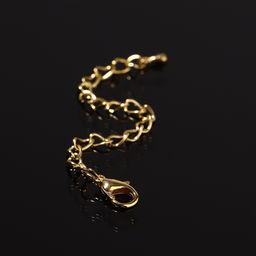 Цена за 2 шт. Замок карабин СМ-951, 5 шт. 6×9 мм, с удлинительной цепочкой 8 см, цвет золото