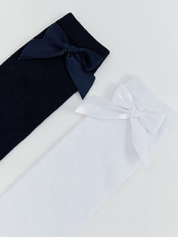 Fiyonk Detayl? K?z ?ocuk Diz Alt? ?orap 2li