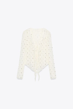 STUDDED LACE TOP - Zara фото 6