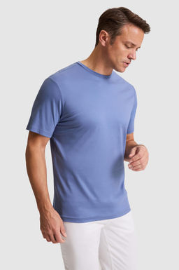 Erkek _ndigoRegular Fit Bisiklet Yaka Basic Ti__rt