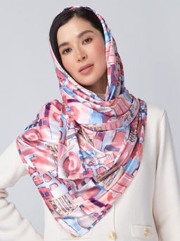 Большой, мягкий, тонкий и очень нежный двусторонний палантин с рисунком