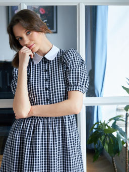 Платье хлопок OD-790-7 ч/б клетка