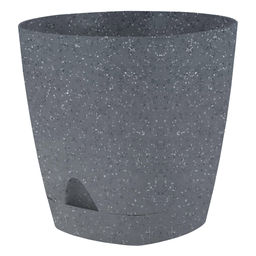 Ingreen Горшок для цветов пластмассовый Amsterdam 0,65л, д11см, h10см, с прикорневым поливом, темный камень (Россия)