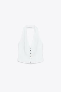 HALTER WAISTCOAT TOP LINEN BLEND - Zara фото 19