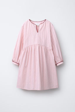 STRIPED DRESS WITH CONTRAST PIPING