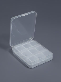 Цена за 4 шт. Органайзер для хранения мелочей, 9 баночек, в контейнере, 11.5×9×2.7 см, прозрачный