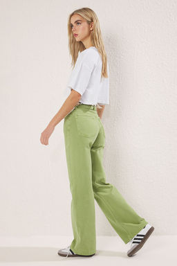 TRENDYOLMILLA Ekru Yuksek Bel Wide Leg Jeans TWOAW24JE00274 фото 8