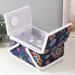 Шкатулка для рукоделия и шитья Цветочная мозаика, хранение ниток, иголок, мелочи, 19?26?14.5 см
