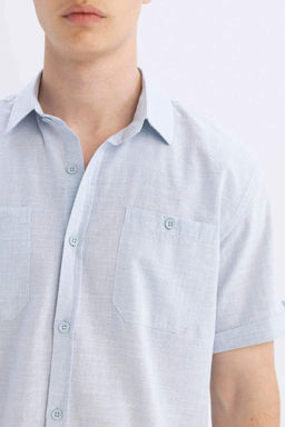 Рубашка Slim Fit из поплина с короткими рукавами - Defacto фото 5