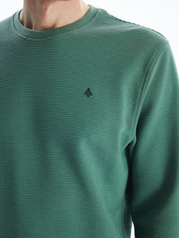 Bisiklet Yaka Uzun Kollu Bask?l? Erkek Sweatshirt