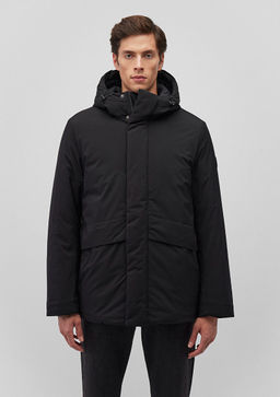 Kapusonlu Siyah Parka - Mavi фото 5