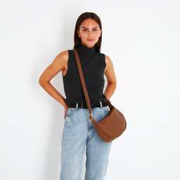 Сумка-багет на молнии, цвет коричневый - Simaland фото 7