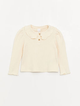 Bebe Yaka Uzun Kollu Kendinden Desenli K?z Bebek Ti??rt - Waikiki фото 3