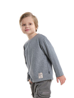 Толстовка для мальчика с шевроном 22-1124 темно-серый меланж - Mini maxi фото 9