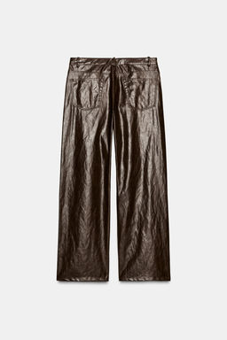 ZW COLLECTION FAUX LEATHER STRAIGHT TROUSERS - Zara фото 6