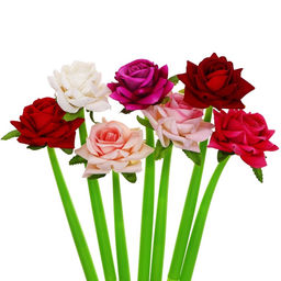 Цена за 32 шт. Ручка-прикол Роза, синий стержень, гелевая, МИКС