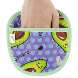 Прихватка с запахом 19х19см "Авокадо, вид 2/2", форма "Яблоко", рогожка 171г/м2, хлопок 100%, наполнитель - ватин 280г/м2, на пластмассовом подвесе, "Домашняя мода" (Россия)