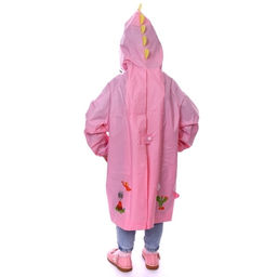 Дождевик-плащ детский "Рокки-Динозаврик" с капюшоном, рукава на резинке, цвет розовый, размер M(64*46см) ДоброСад