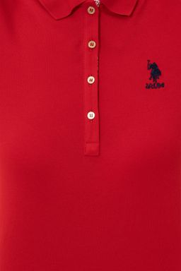 Женская красная футболка с воротником-поло - U.s. polo assn фото 6