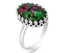 Кольцо из серебра цоизит, СПН4064