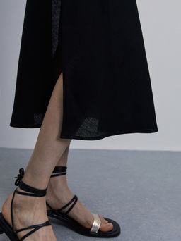 Льняной сарафан миди с разрезами / Zarina  фото 7