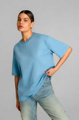 Арт. 3-302/1 Футболка женская оверсайз 44-50 (4 шт) Цвет:джинс - Калинка фото 6