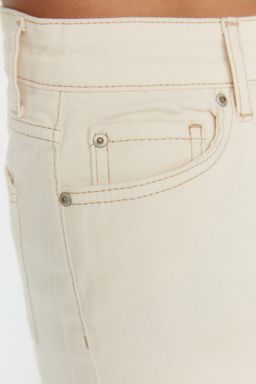 Ekru Yuksek Bel City Boy Denim Sort TWOSS20SR0210