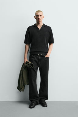 POLO PUNTO RELAXED FIT TEXTURA / Negro