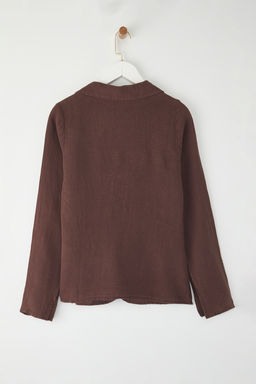 Kahverengi %100 Keten Baglama Detayl? Gomlek TWOSS26GO00046