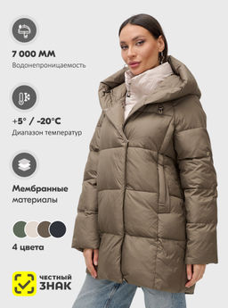 Куртка двубортная женская зимняя с капюшоном коричневого цвета 7736K Бренд: Visdeer  фото 24