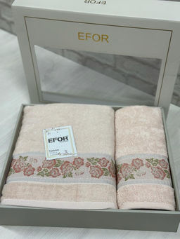 Набро полотенец EFOR из 2-х предметов (50*90.70*140) модель цветы на ветке (сухая роза) GULKURUSU