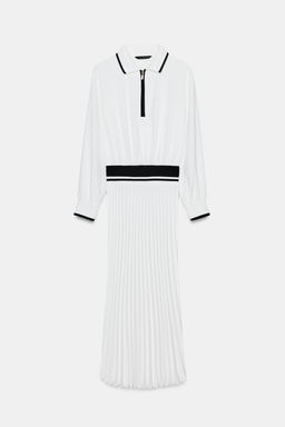 VESTIDO MIDI COMBINADO PLISADO / Blanco - Zara фото 9
