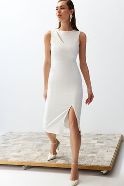 TRENDYOLMILLA Murdum Pencere/Cut Out Detayl? Dokuma Elbise TPRSS24EL00140